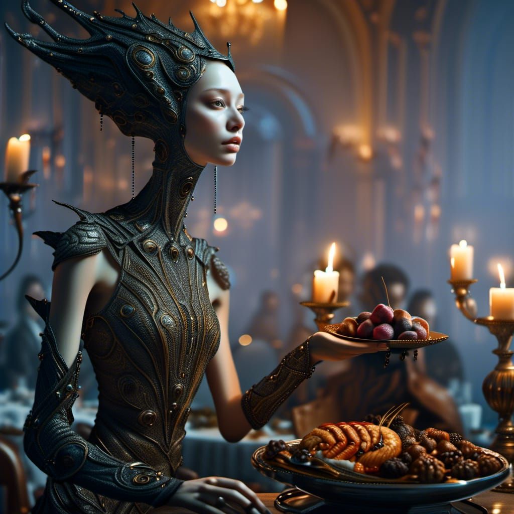 Dreamlike Futuristic Feast in Ultra Realistic Detail