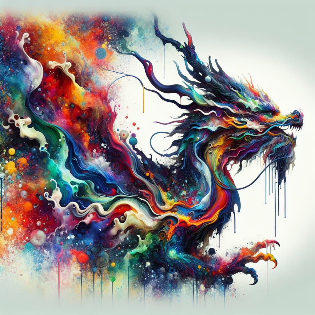 Colorful Ethereal Dragon as Vivid Street Art