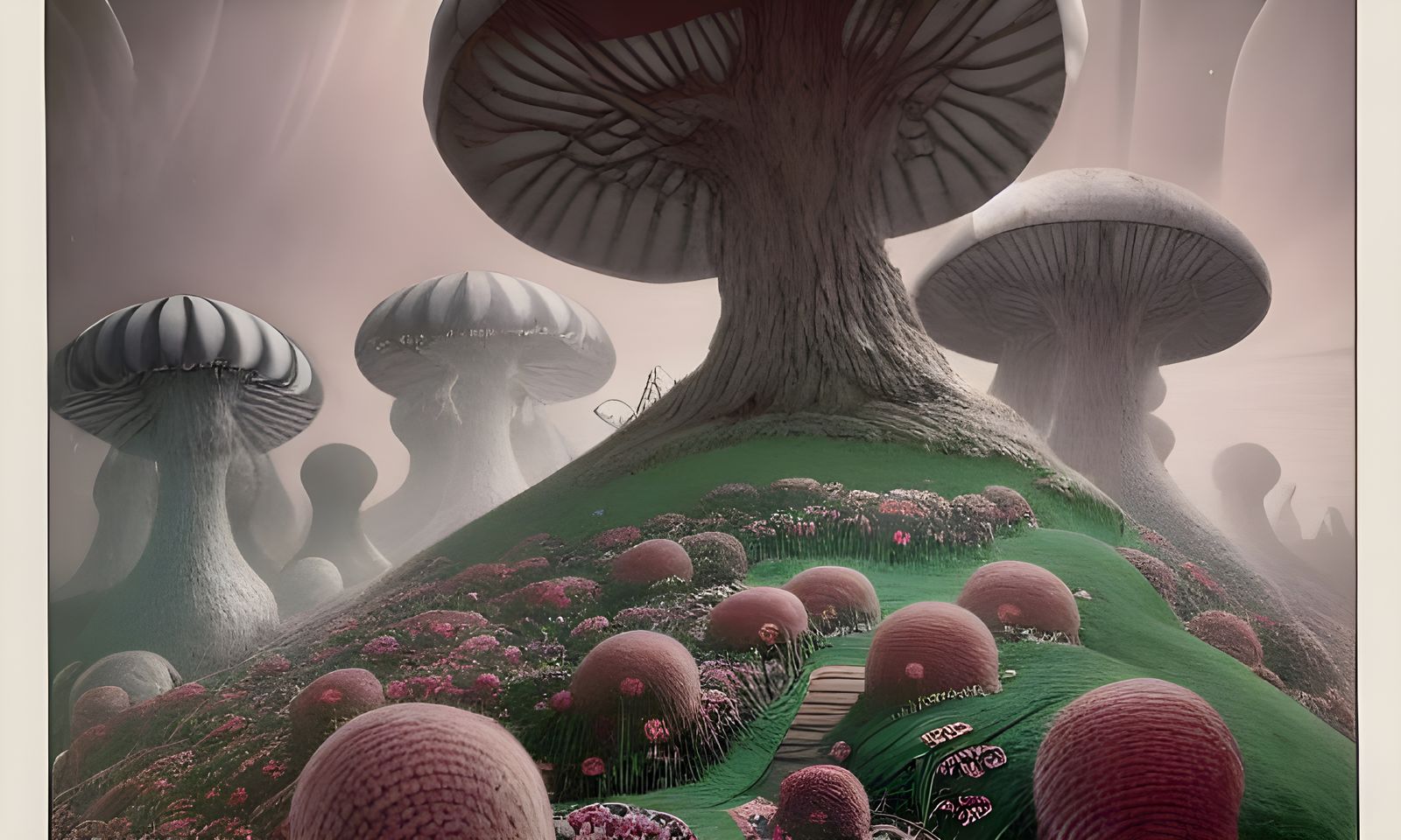 Surreal Wonderland Landscape in Film Noir Style