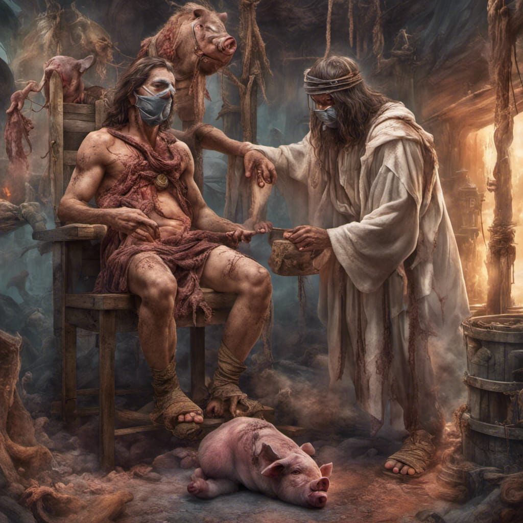 Disturbing Religious Mockery in Dark Fantasy Art