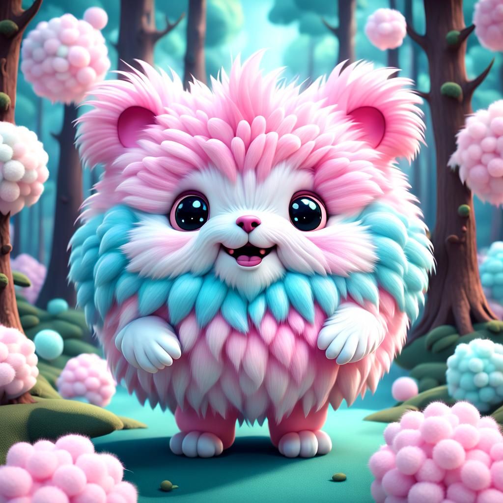 Cute Cotton Candy Creature in Cinema4D Style