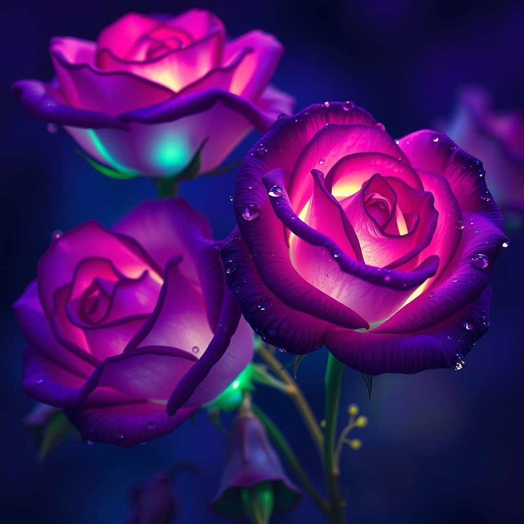 Luminescent Purple Roses in Dreamlike Matte Painting
