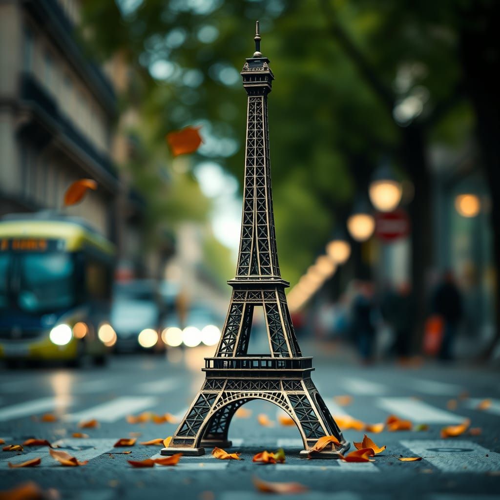 Miniature Eiffel Tower in Autumn Paris