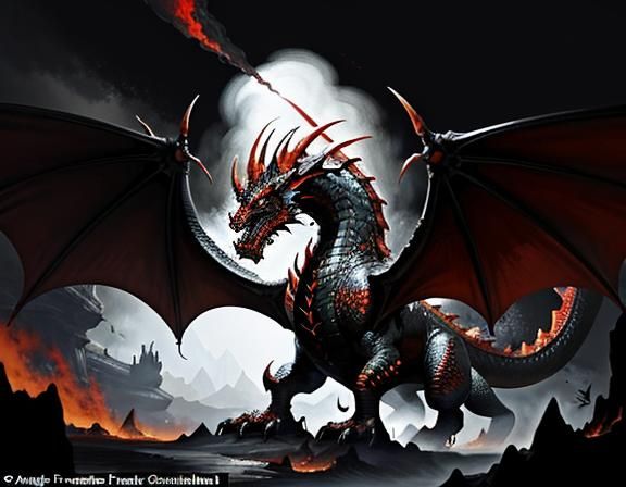 Fiery Dragon in Dynamic Fantasy Art Style