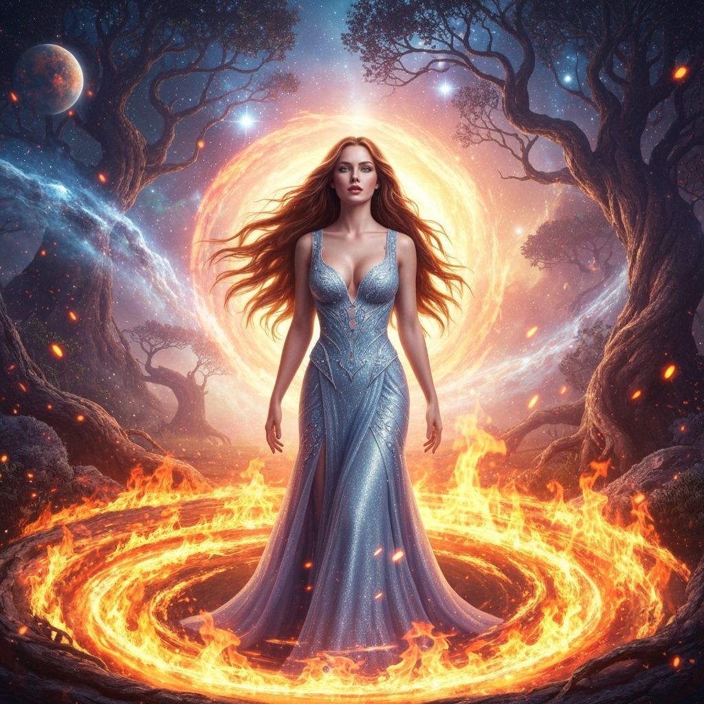 Goddess in Flames and Ice, High Fantasy Art
