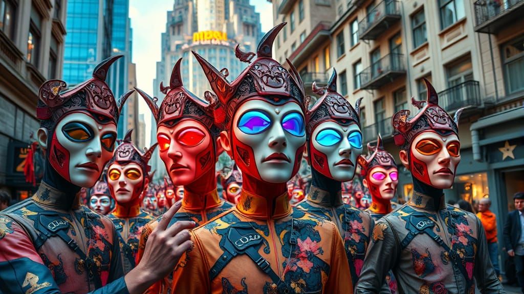 Vibrant Parade of Shifting Perspectives with Holographic Mas...