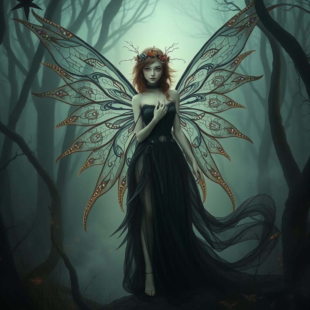 Ethereal Fairy Princess in Mystical Forest, Digital Art