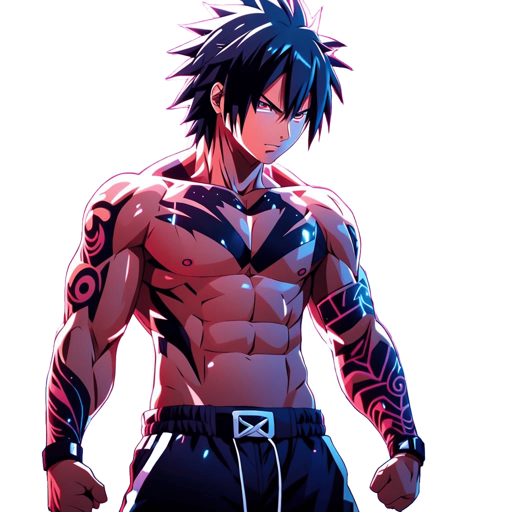 Sasuke Uchiha Flexing Muscles at the Gym