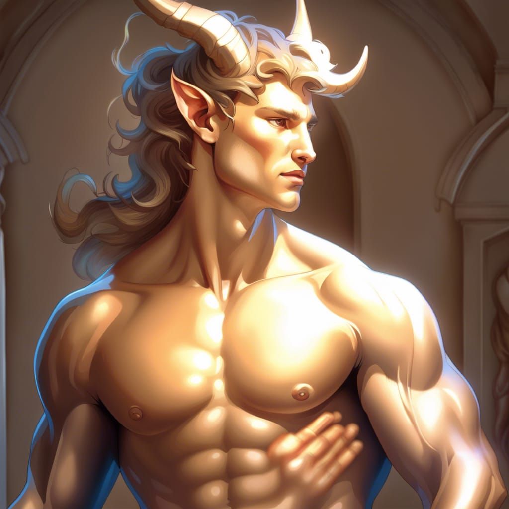 Photorealistic Centaur Portrait in Art Nouveau Style