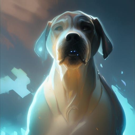 Detailed Aqua Hound Portrait in Splash Art Style