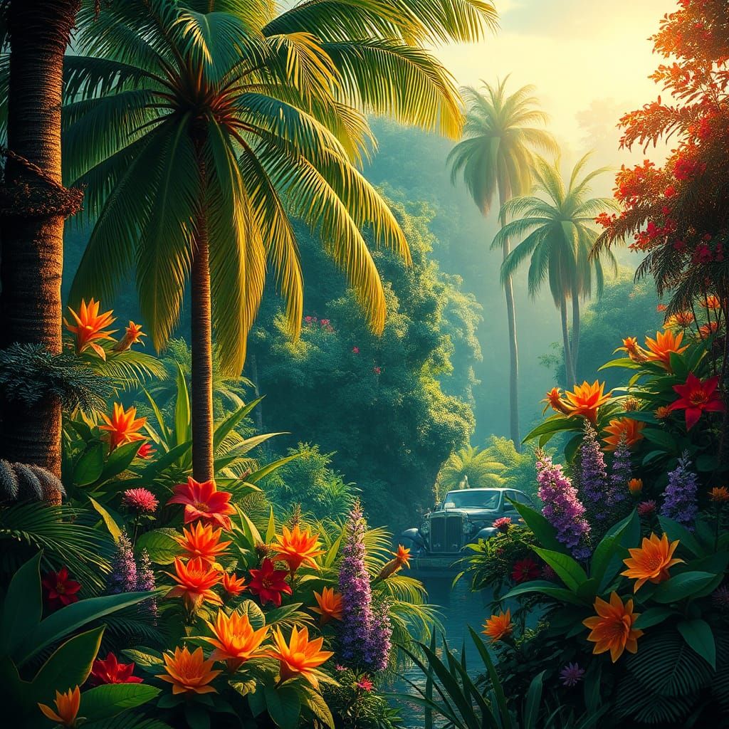 Lush Garden of Eden in Golden Age Style