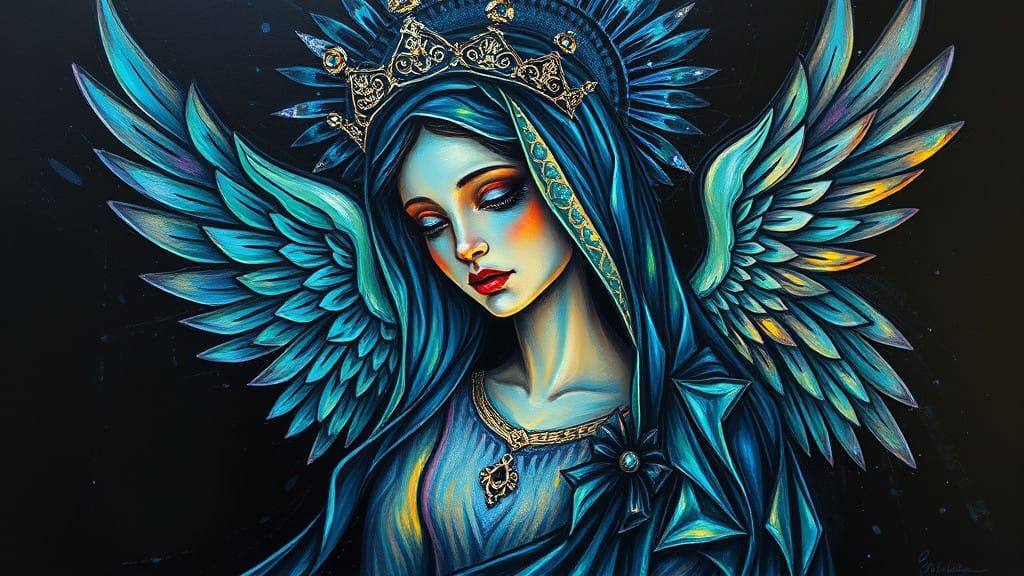 Sorrowful Virgin Queen in Iridescent Glory