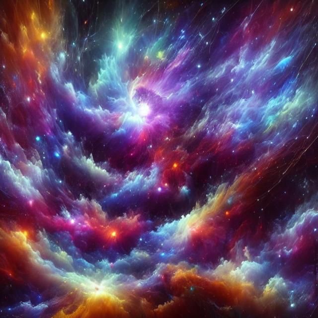 Cosmic Storm Rages in Starry Night: Impressionism