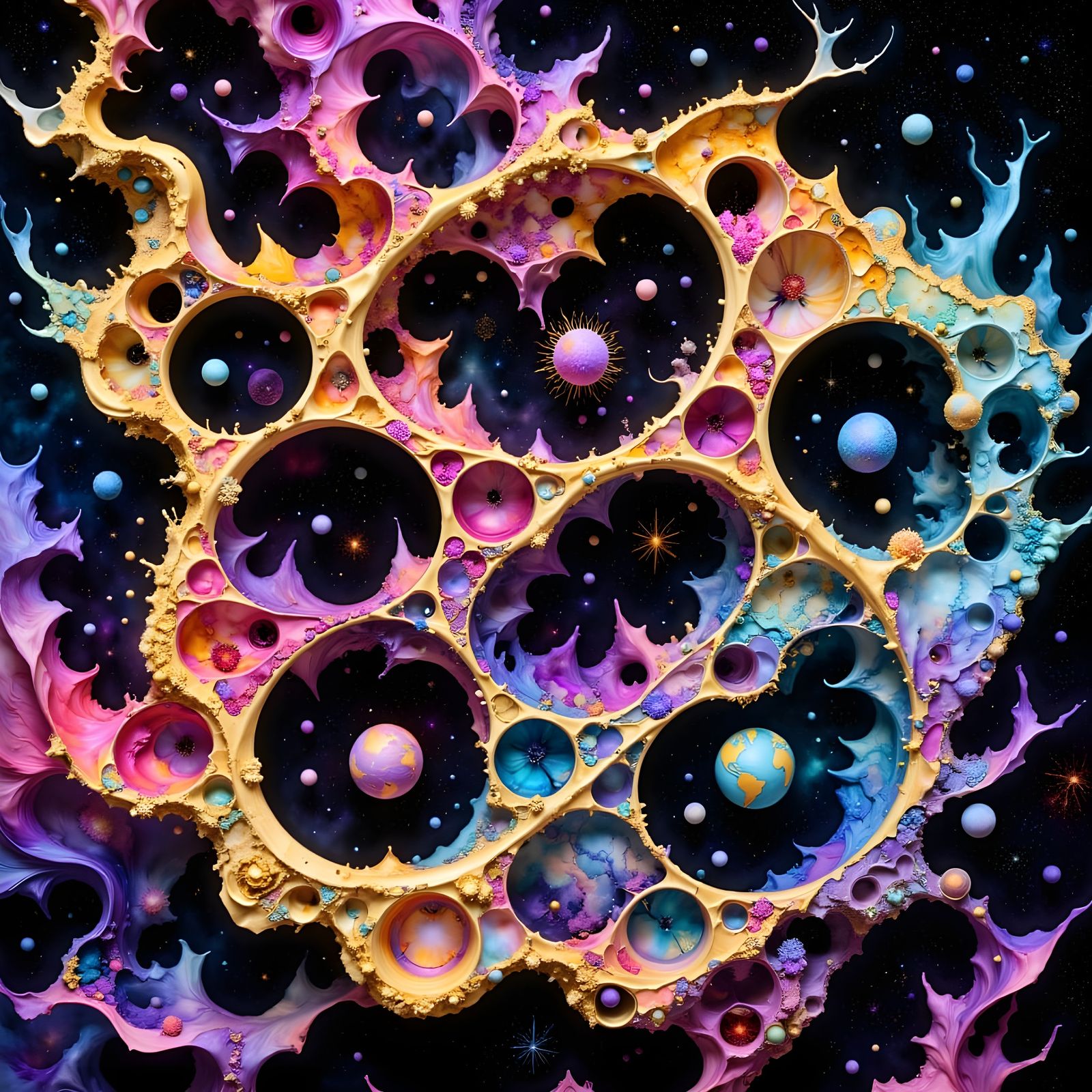 Surreal Hypercubes in Vibrant Violet and Ruby Tones