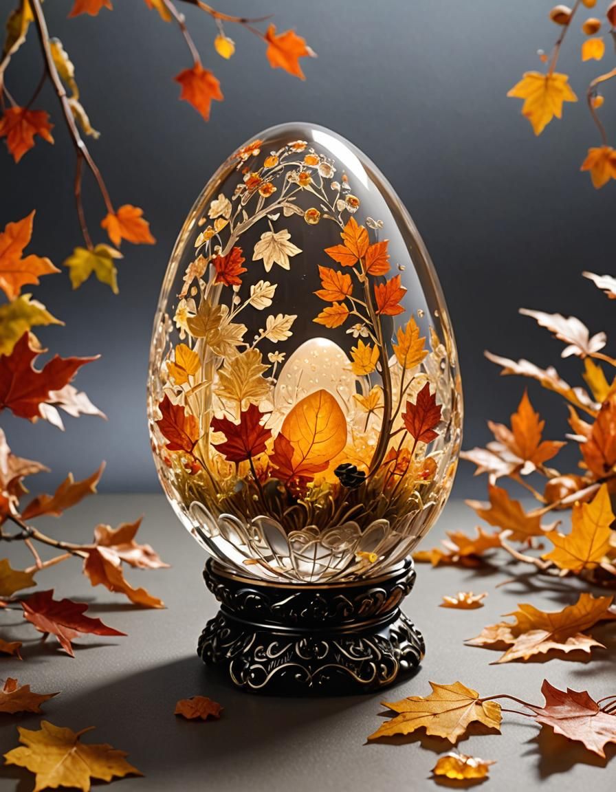 crystal egg, autumn, fontaines en sologne,