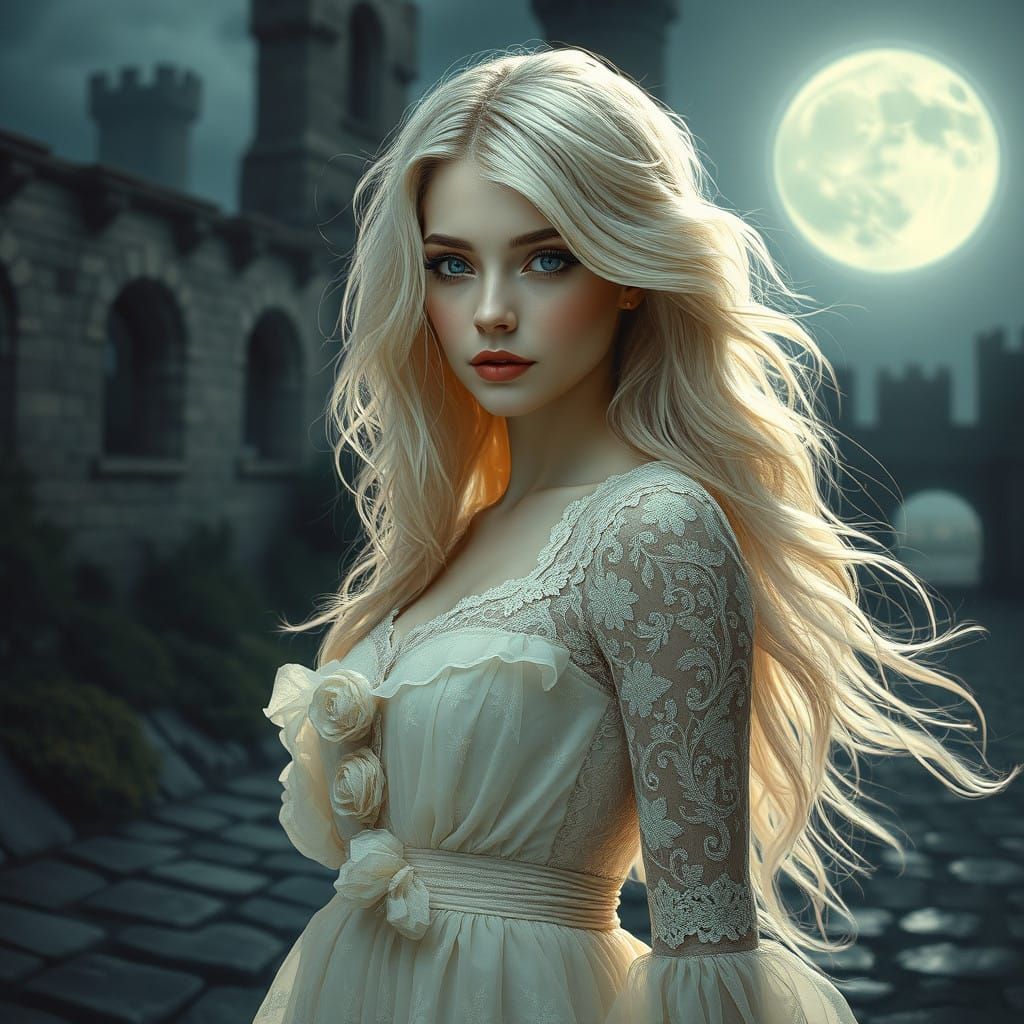 Ethereal Beauty in Vintage Lace Gown