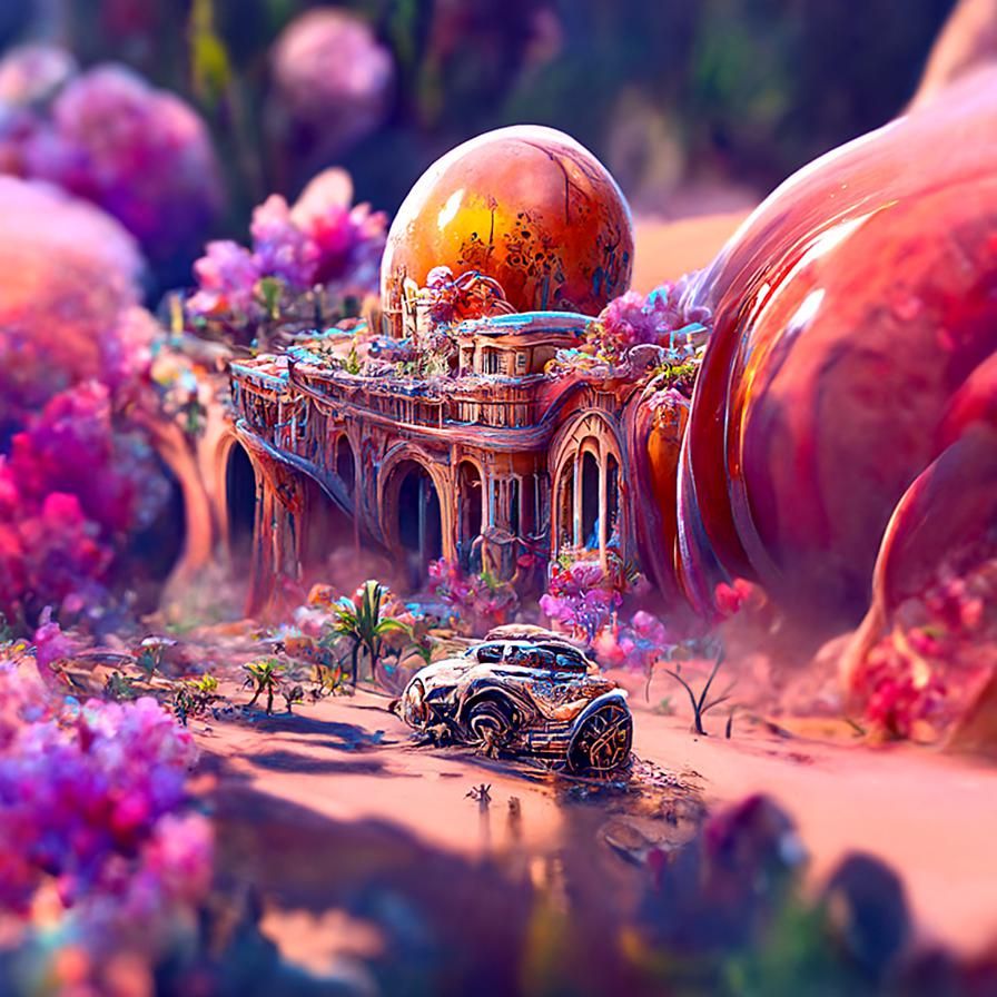 Road Splits Desert and Rainforest: Digital Matte Painting