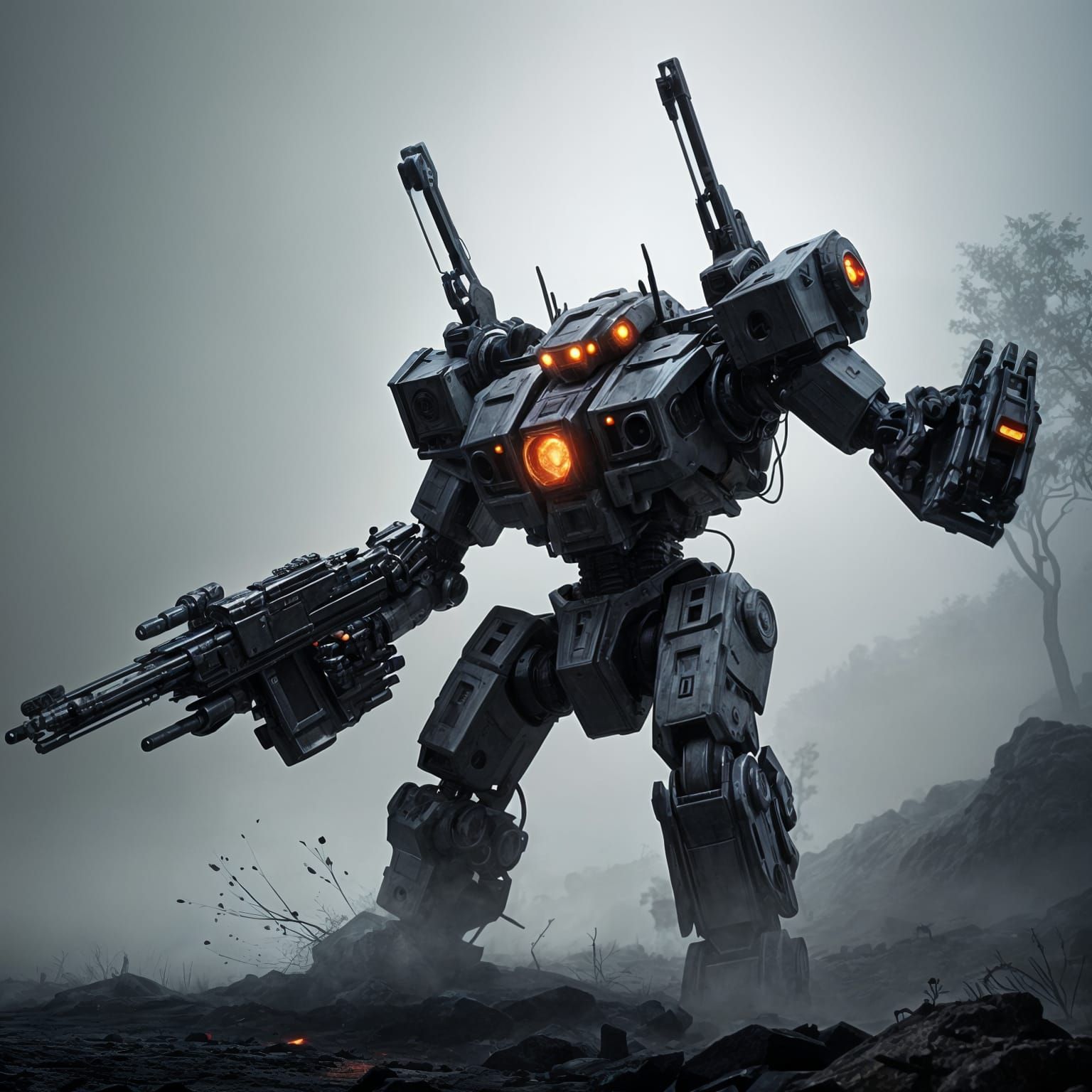 Mechanical Creature Unleashes Fury in Dense Fog