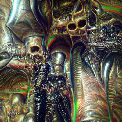 Surreal Steampunk Biomech in Gothic Psychedelic Style