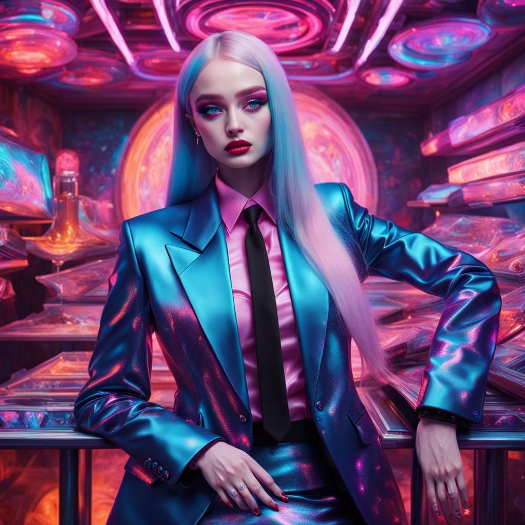 Psychedelic Bioluminescent Portrait of a Hypnotized Girl