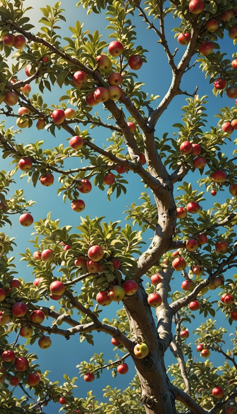 Hyperrealistic Apple Tree in Splash Art Style