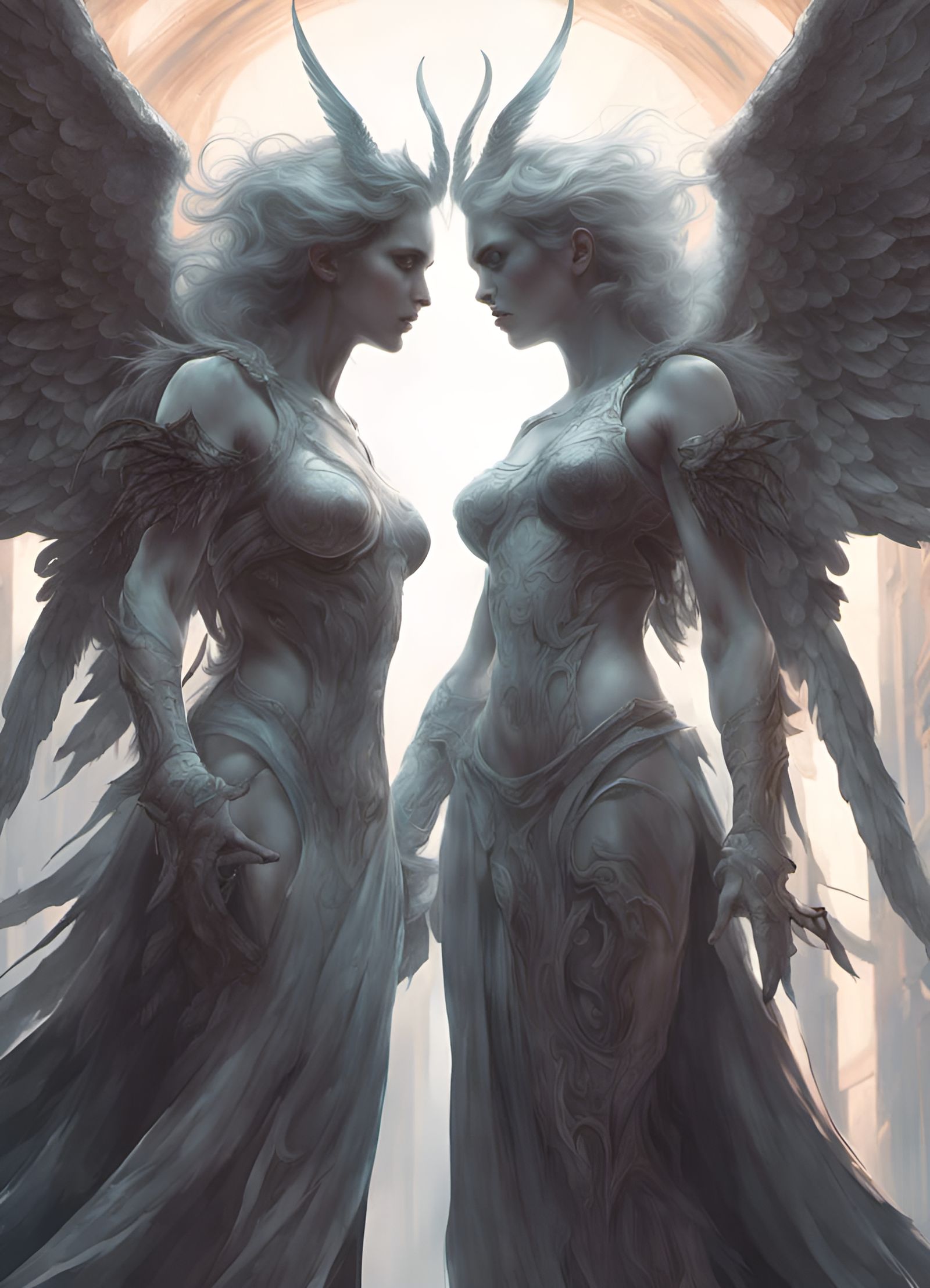 Demonic Angel vs Angelic Demon in Digital Ink