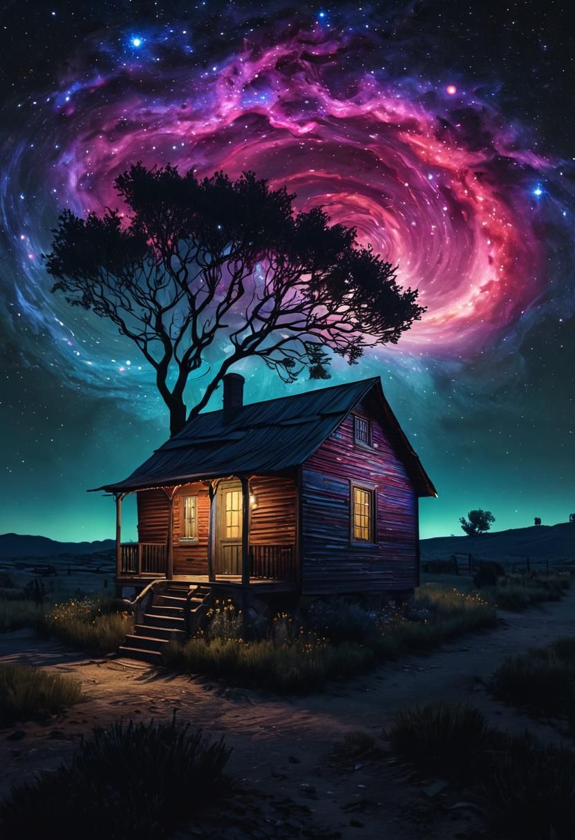 Starry Night Inspired Hyperrealistic Scene