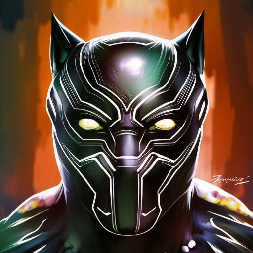 Hyperdetailed Black Panther Portrait in Anime Style