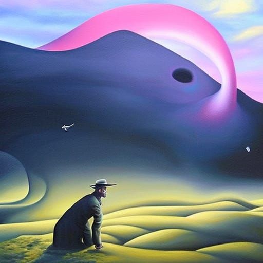 Surreal Naïve-Art Painting of Desperation