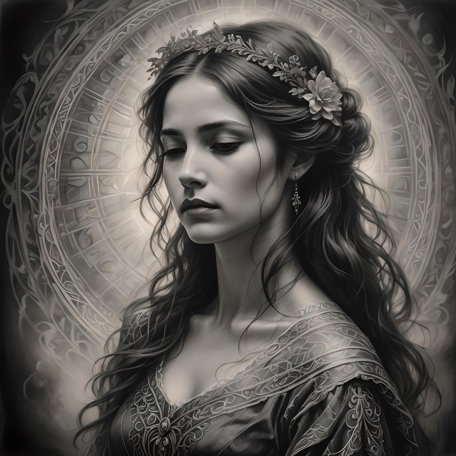 Hyperdetailed Charcoal Drawing: Integrity of Aura