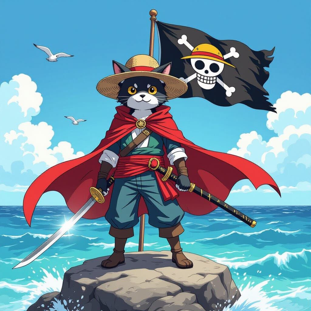 Anime Animal Pirate with Katana in One Piece Style