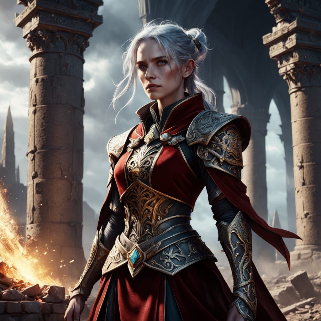 Exhausted Mage After Battle, Cinematic Fantasy Art