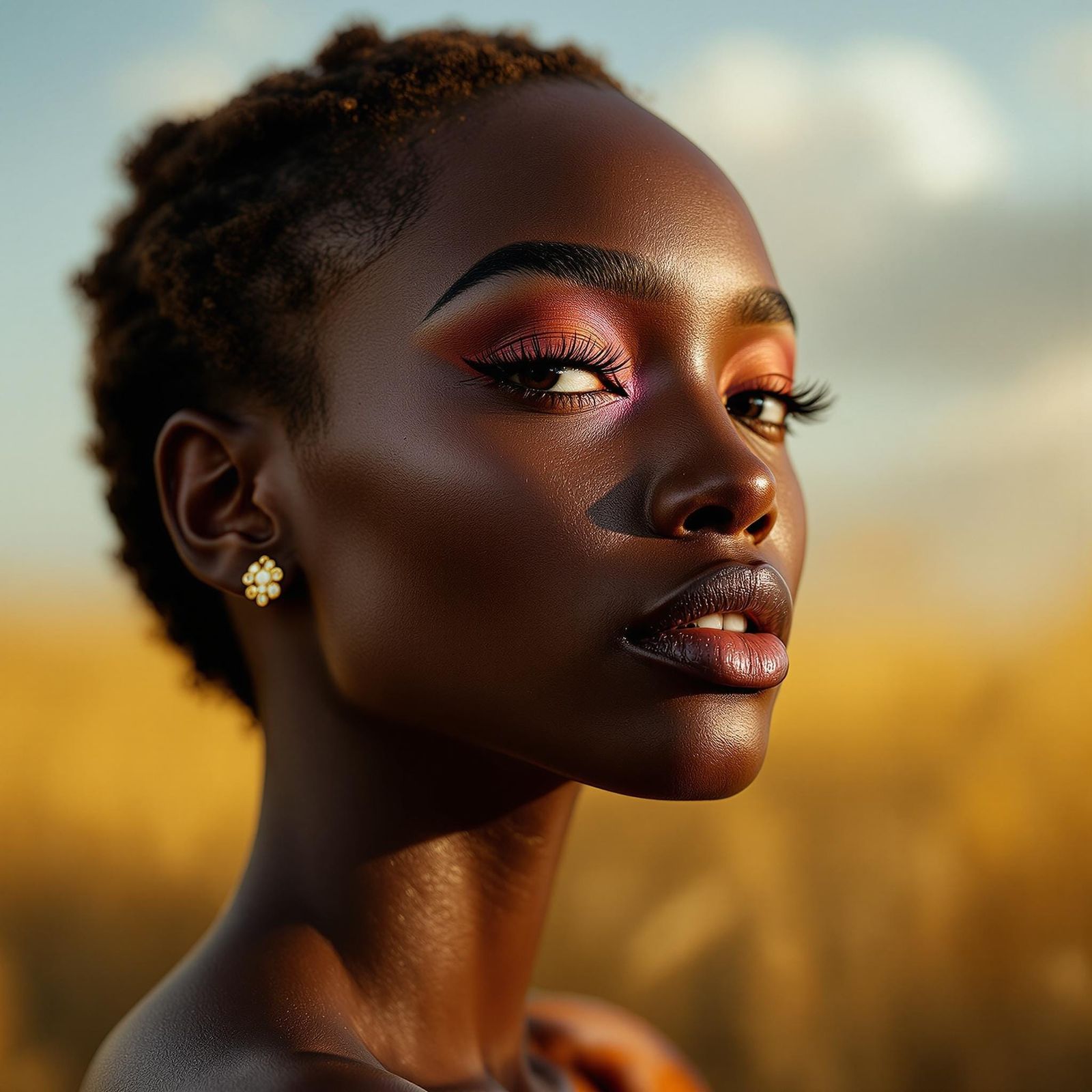 Portrait of a Beautiful African Woman with Cherry