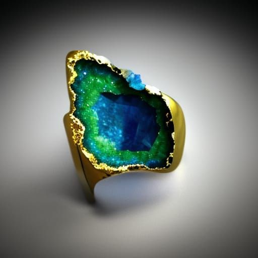 Hyperrealistic Gold Geode Gemstone Ring