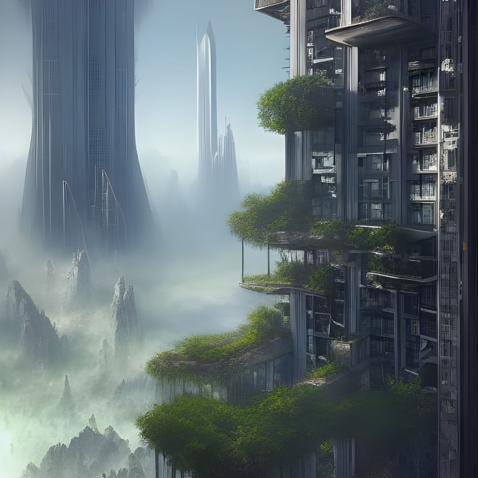 Nature-Infused Architecture in Detailed Matte Painting