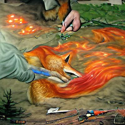 Fox Transforming Into Foxfire Digital Art