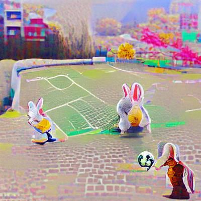 Soccer-Playing Rabbits Generated by AI