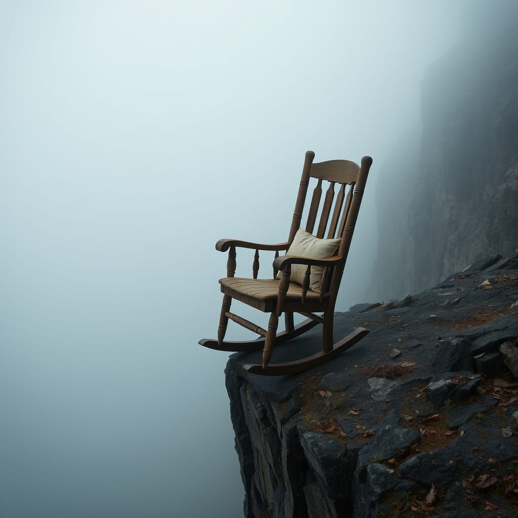 Rocking Chair on Cliff in Dystopian Style