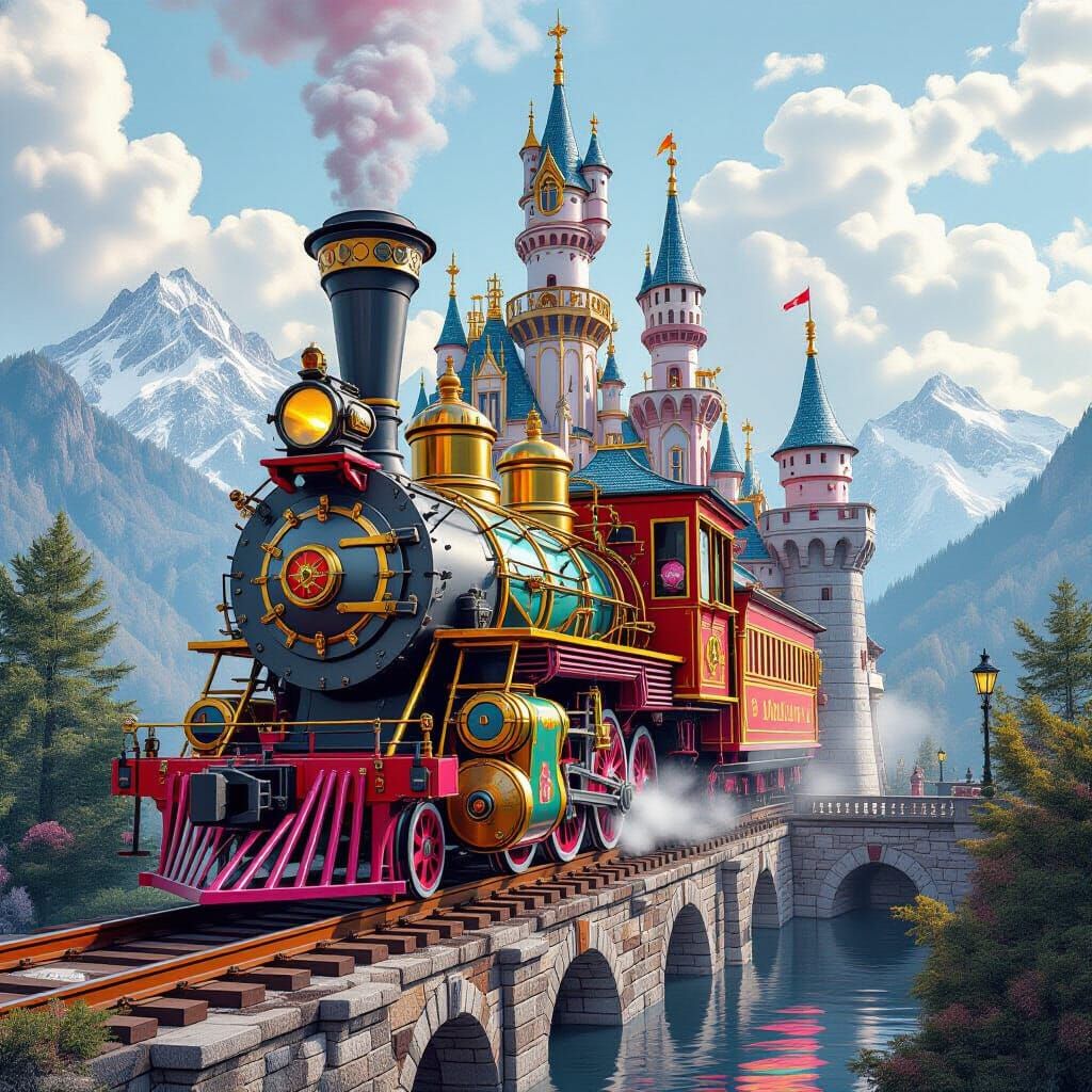 Steampunk Cyberpunk Engine with Candyland Whimsy