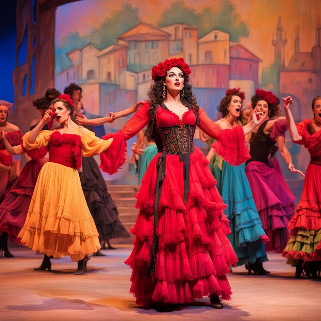 Carmen Opera Scene in Bright Color