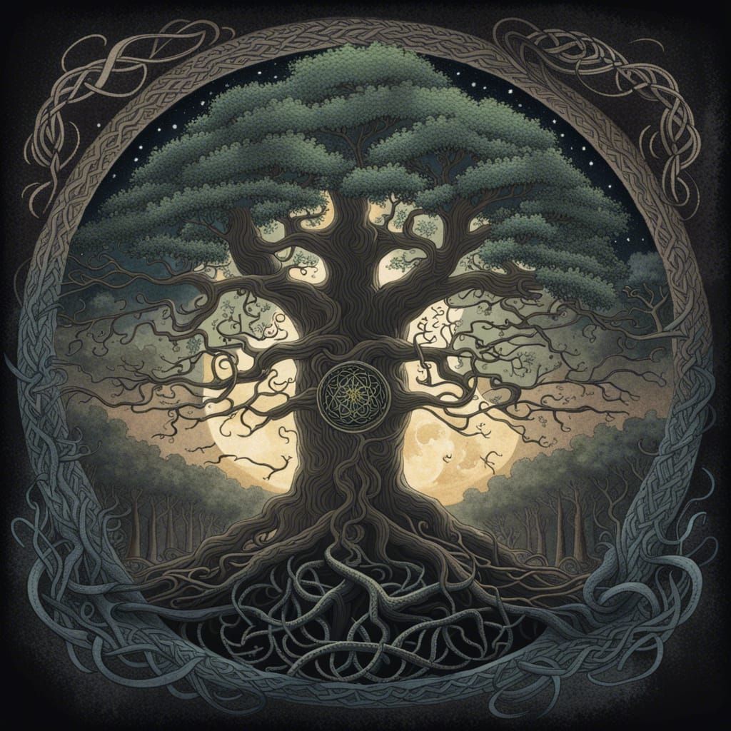 Yggdrasil Tree Celtic Knot Illustration