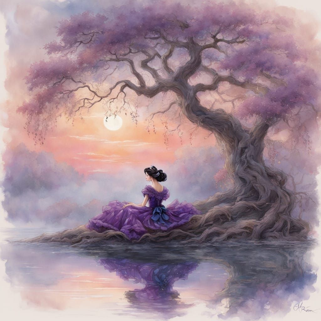 Ethereal Lady in Vibrant Purple