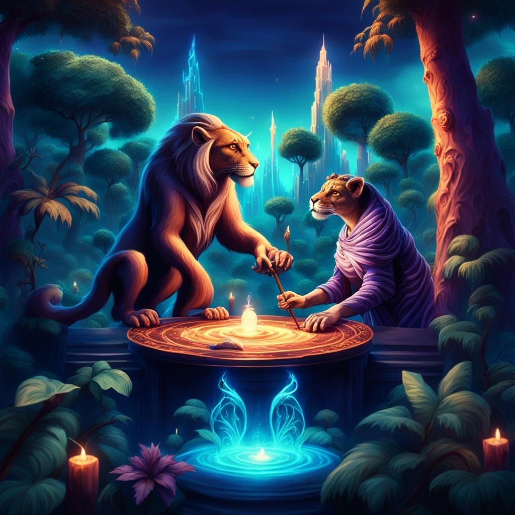 Sorceress Casting Spell in Mystical Forest