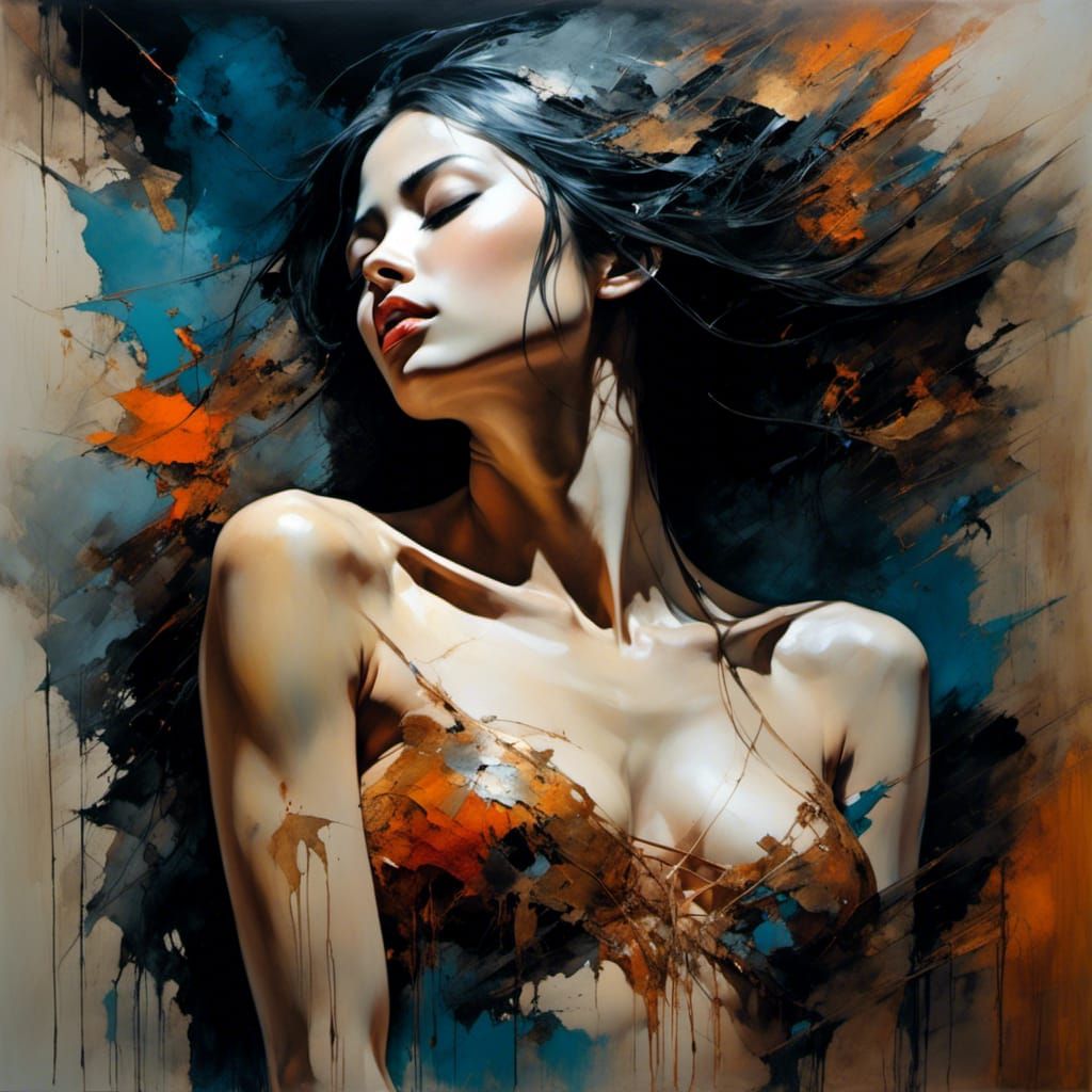 Noir Oil Painting of a Gothic Latina Female