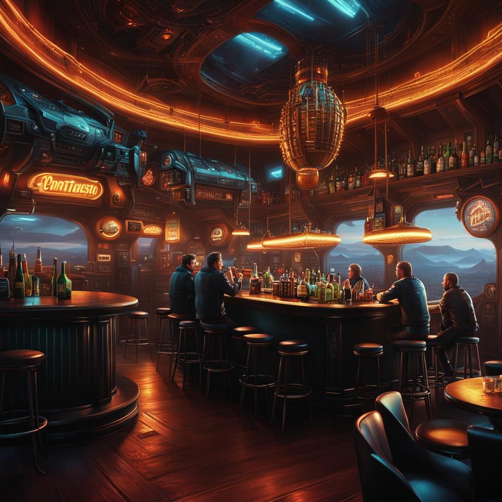 Rick Sanchez in a Futuristic Heavy Metal Pub