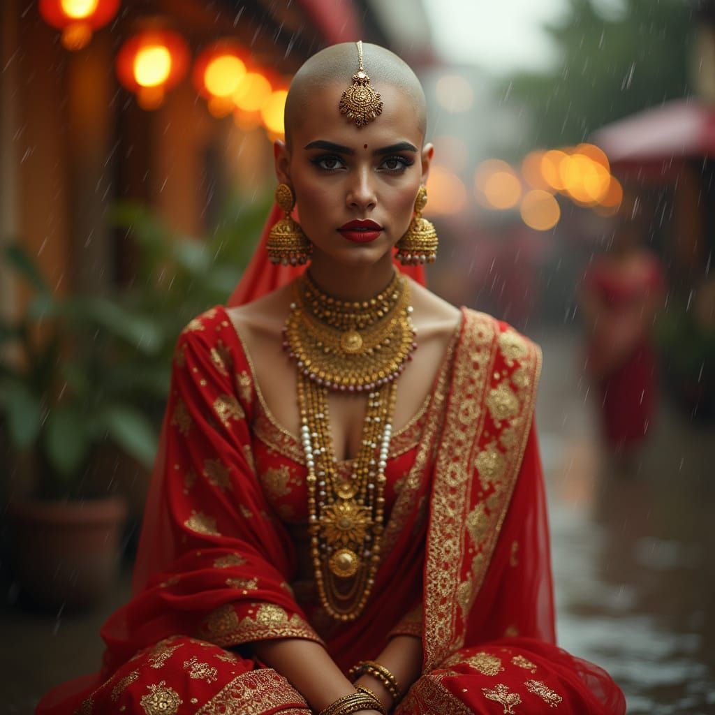 Confident Indian Noblewoman in Traditional Attire