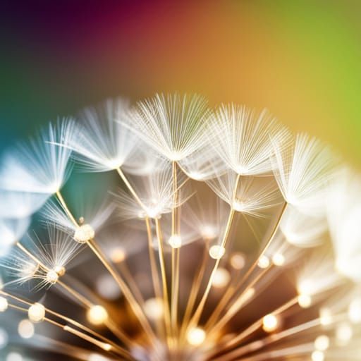 Colorful Macro Dandelion with Sparkling Glitter Effects