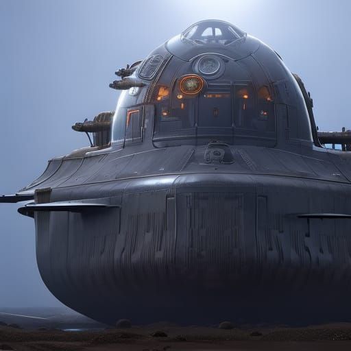 Detailed Submarine in Dark Fantasy Style