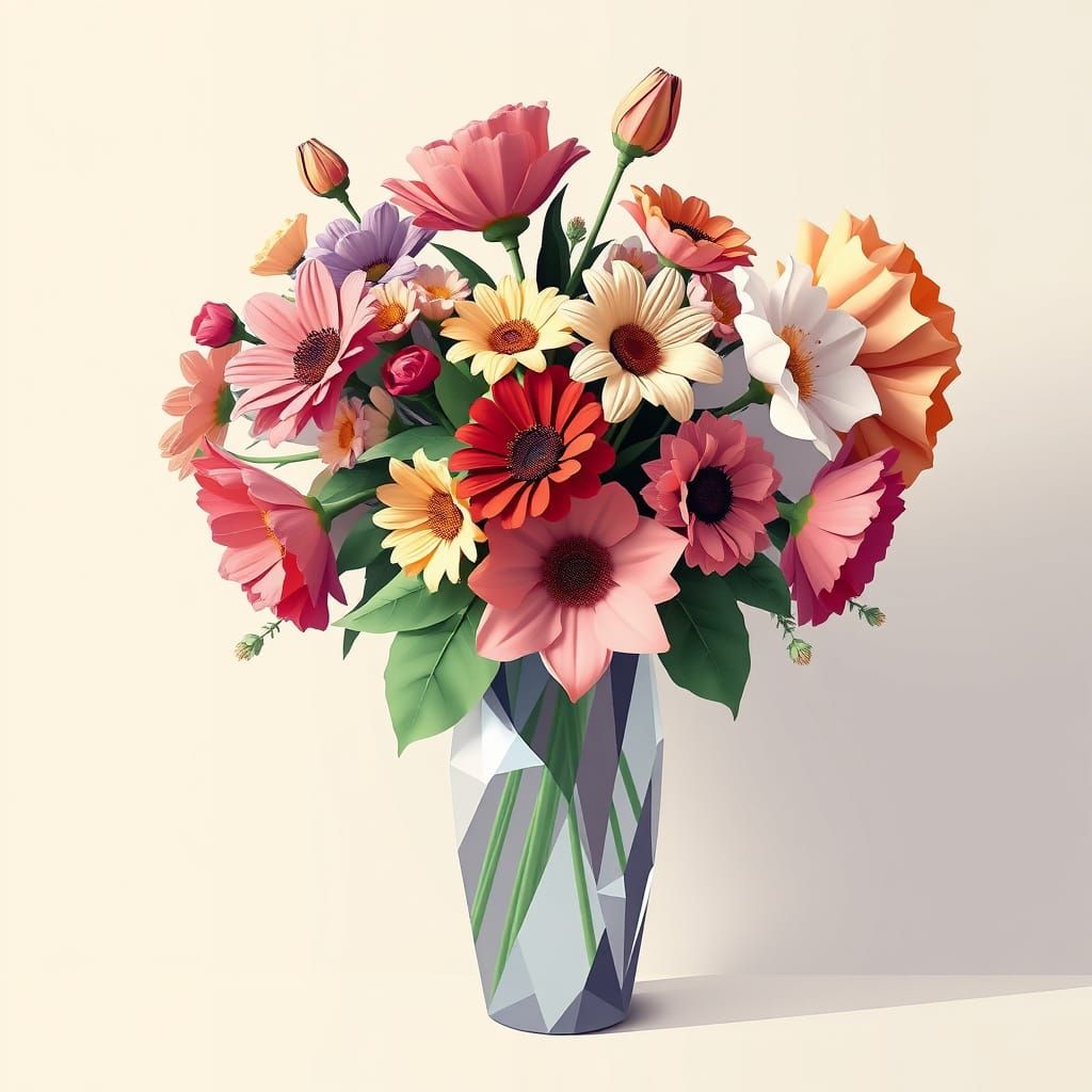 Vibrant Floral Explosion in Pastel Hues, Parametric Pop Art ...