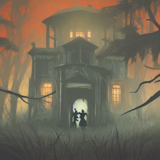 Creepy Dark Forest Horror Movie Still in Cinematic Style